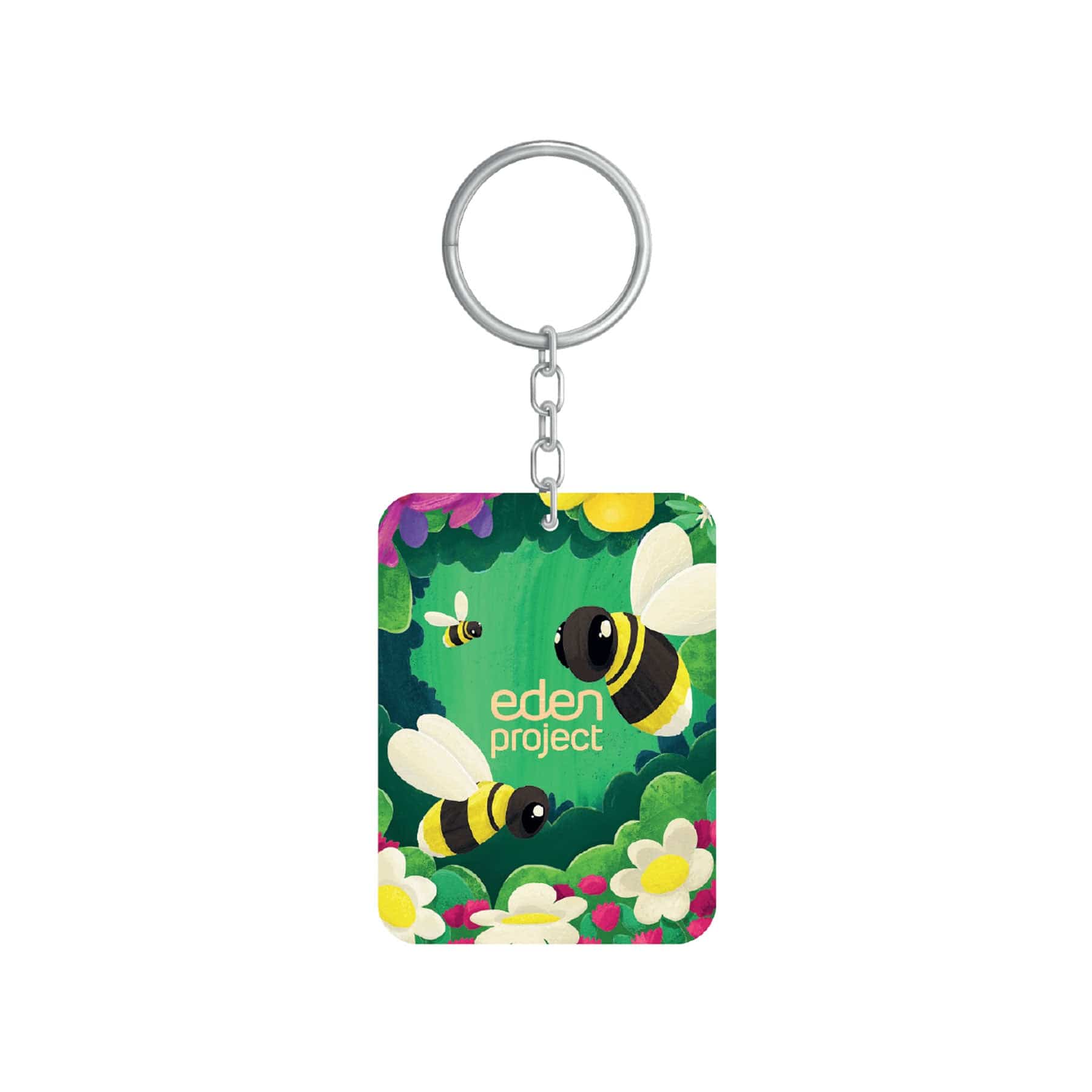 Bee rectangle bamboo keyring