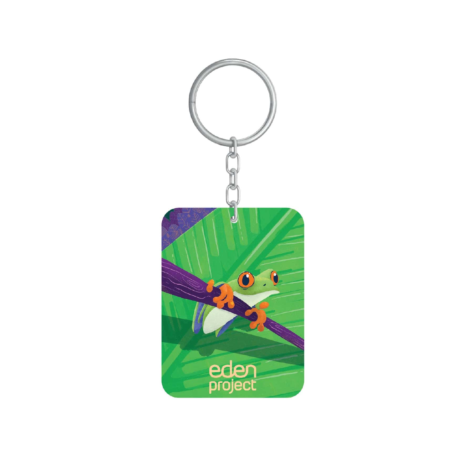 Frog rectangle bamboo keyring