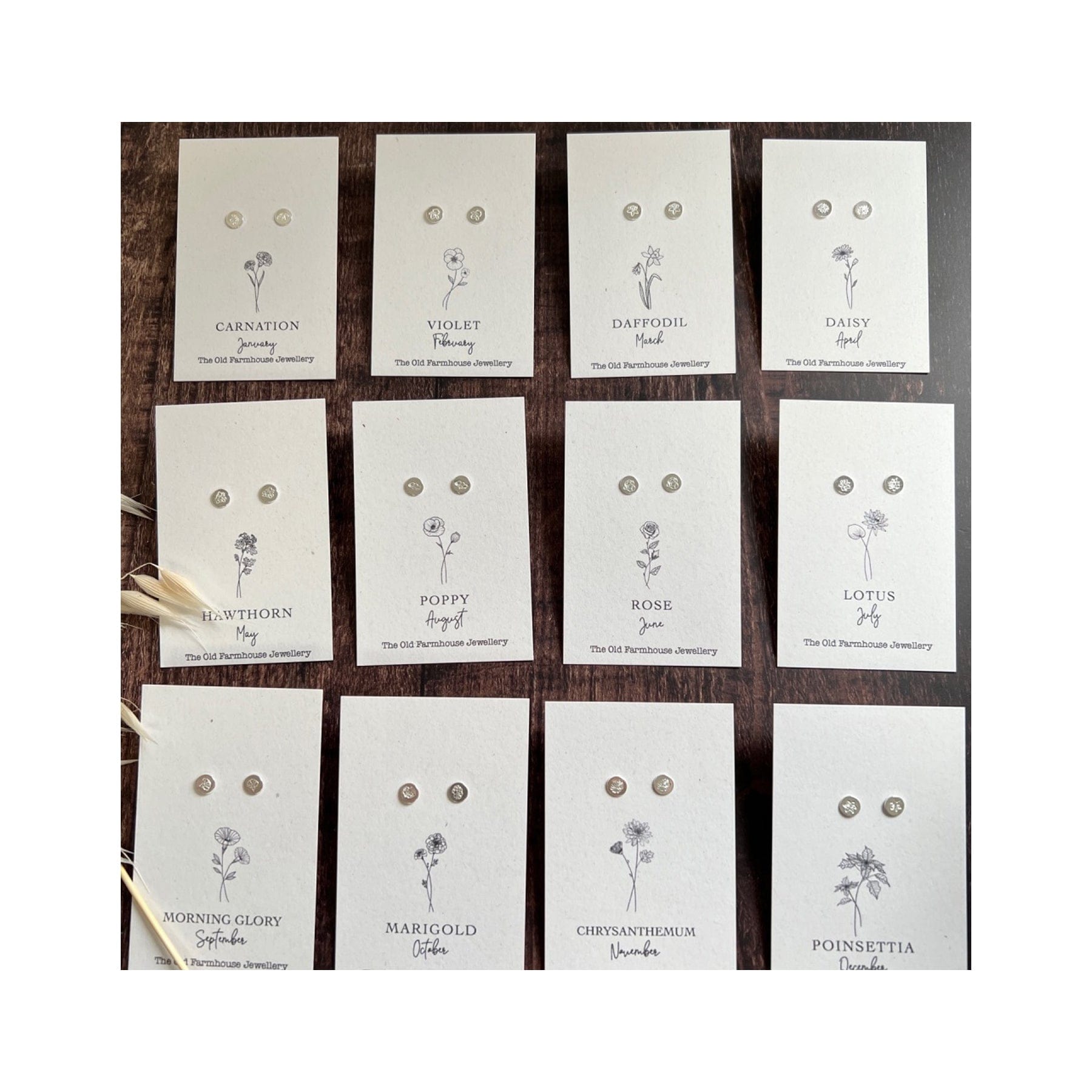 Birth flower studs