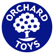 Orchard Toys logo with stylized apple tree, educational games, children's learning resources, playful branding design