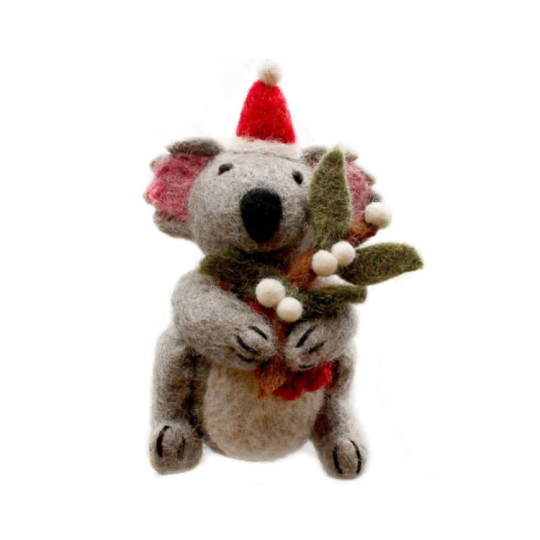 Koala with mistletoe hanging decoration