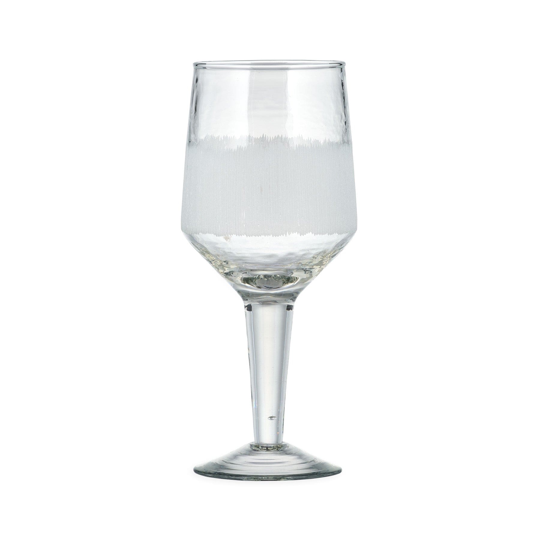 Empty crystal wine glass on white background