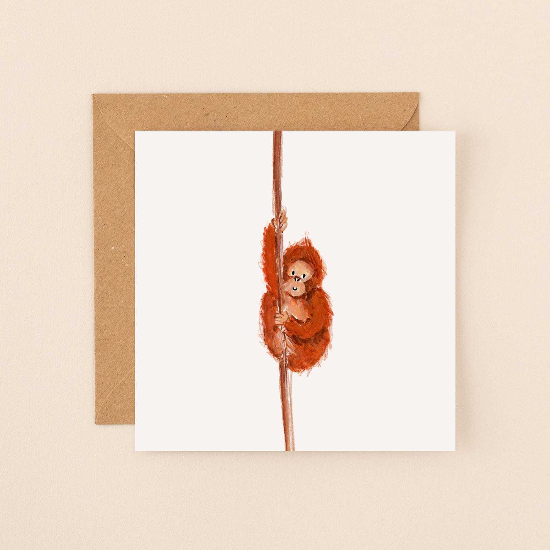 Baby orangutan greetings card