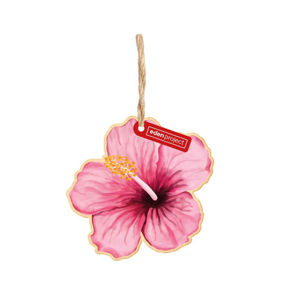 Watercolour hibiscus bamboo hanging decoration