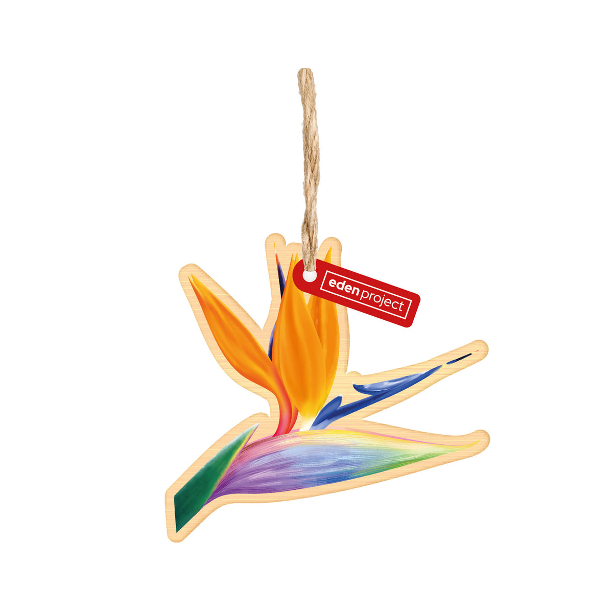 Watercolour strelitzia bamboo hanging decoration