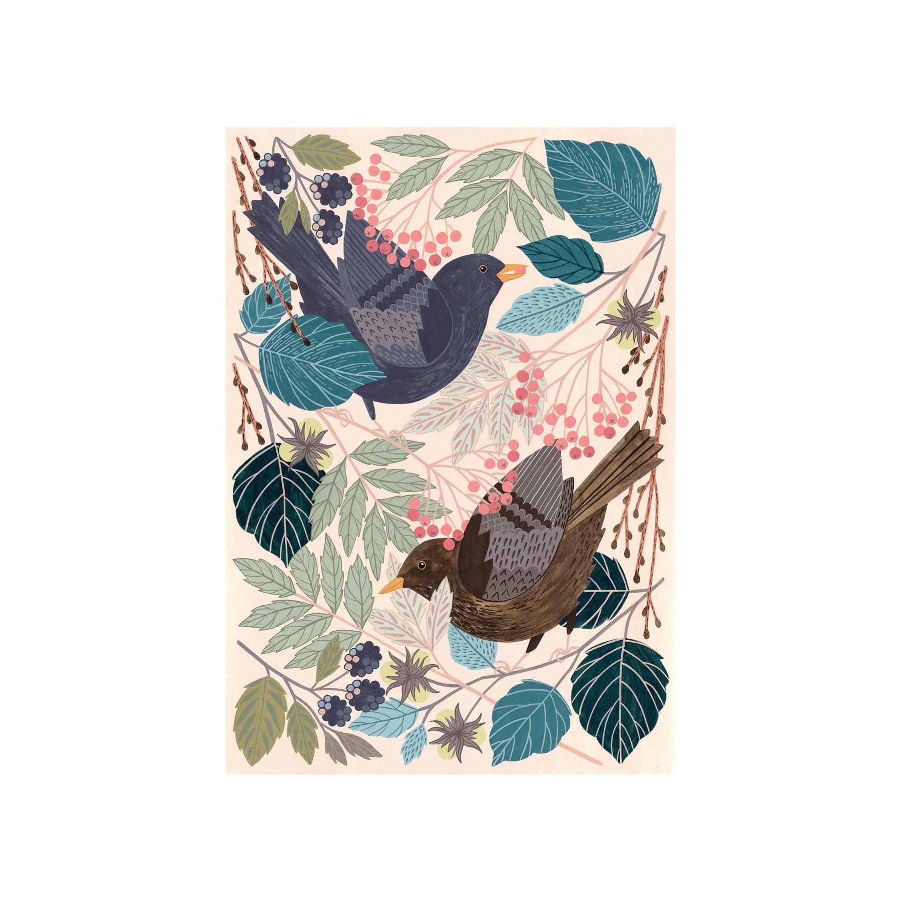 Blackbirds greetings card