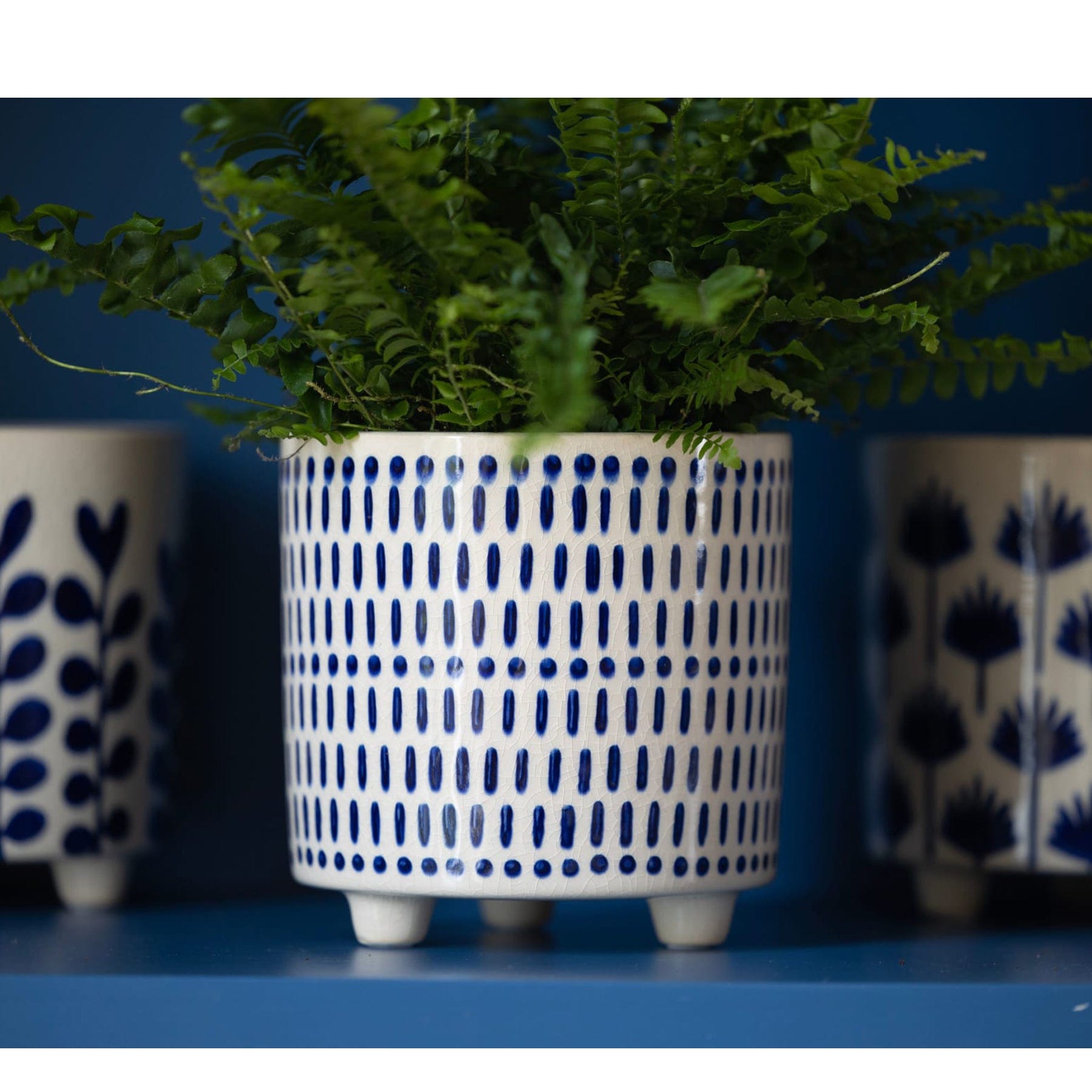 Blue dash indoor plant pot 14cm