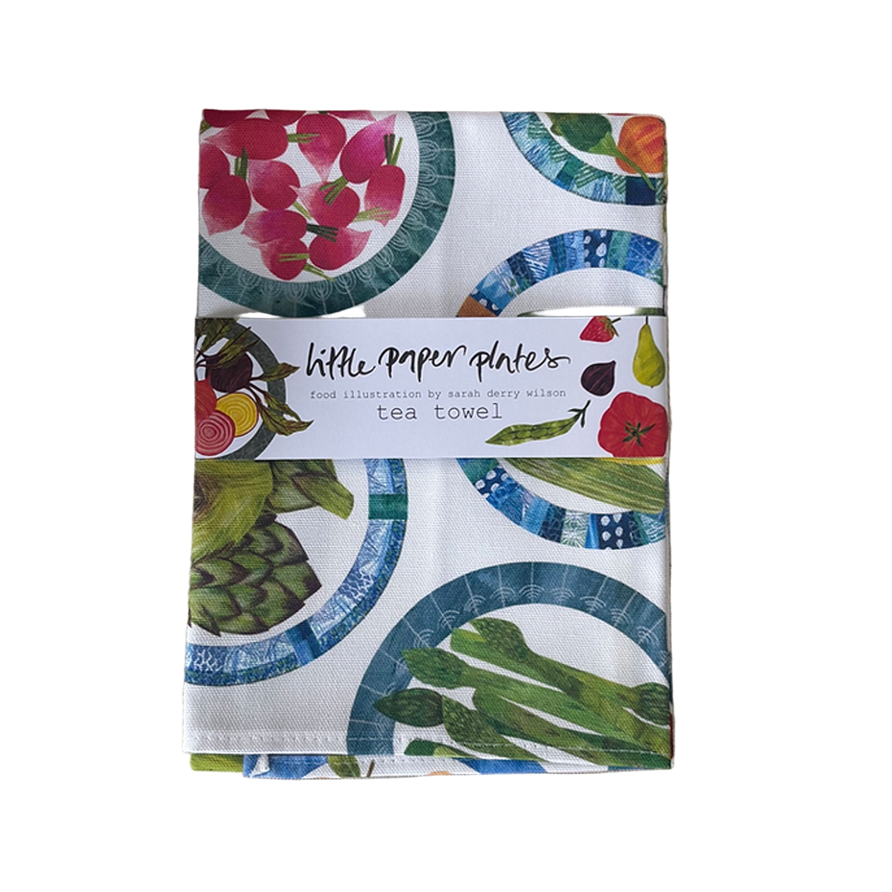 Fruit & vegetable plates tea towel