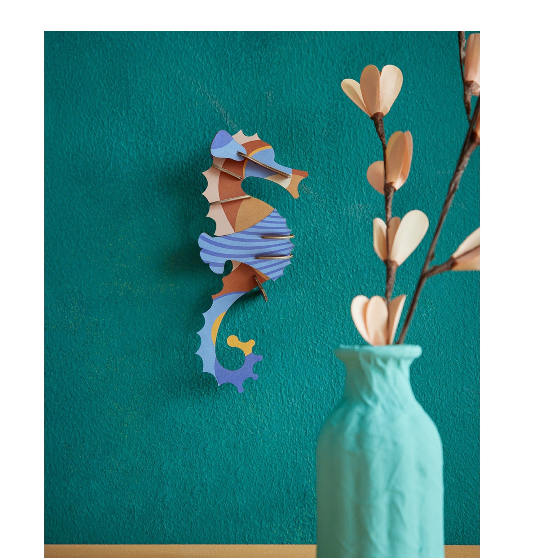 Blue ringlet seahorse wall art