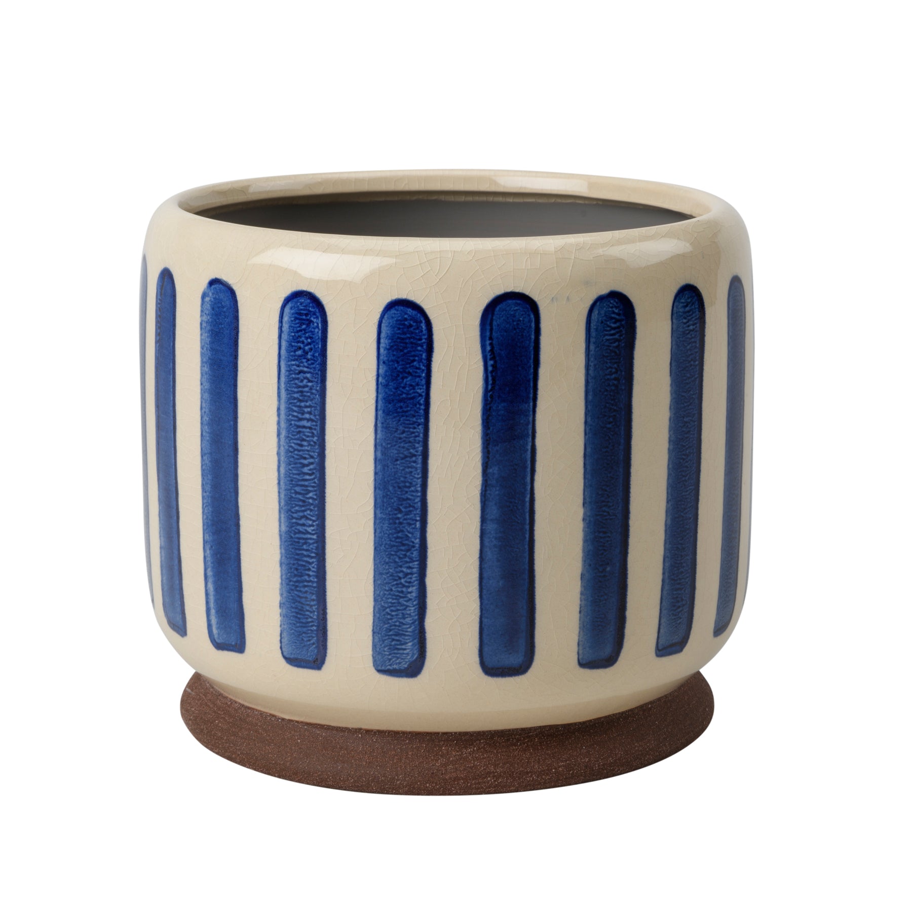 Collector glazed pot blue stripe