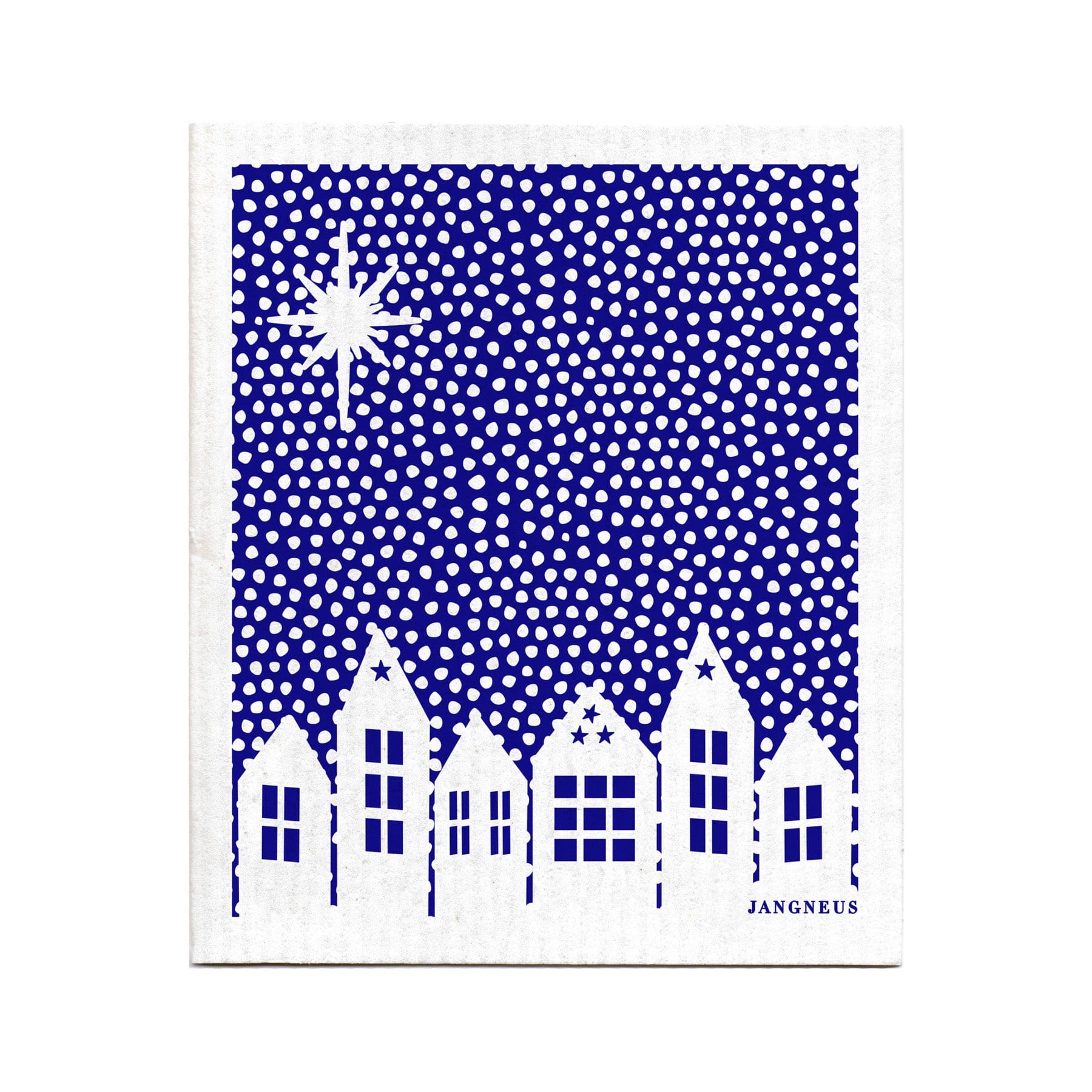 Biodegradable dishcloth - blue snow village