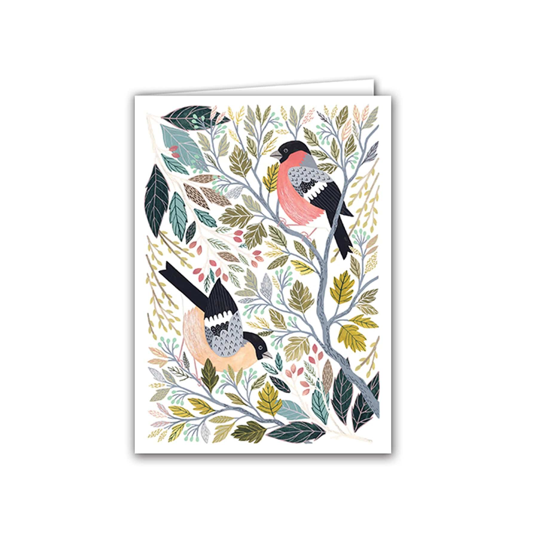 Bullfinches greetings card