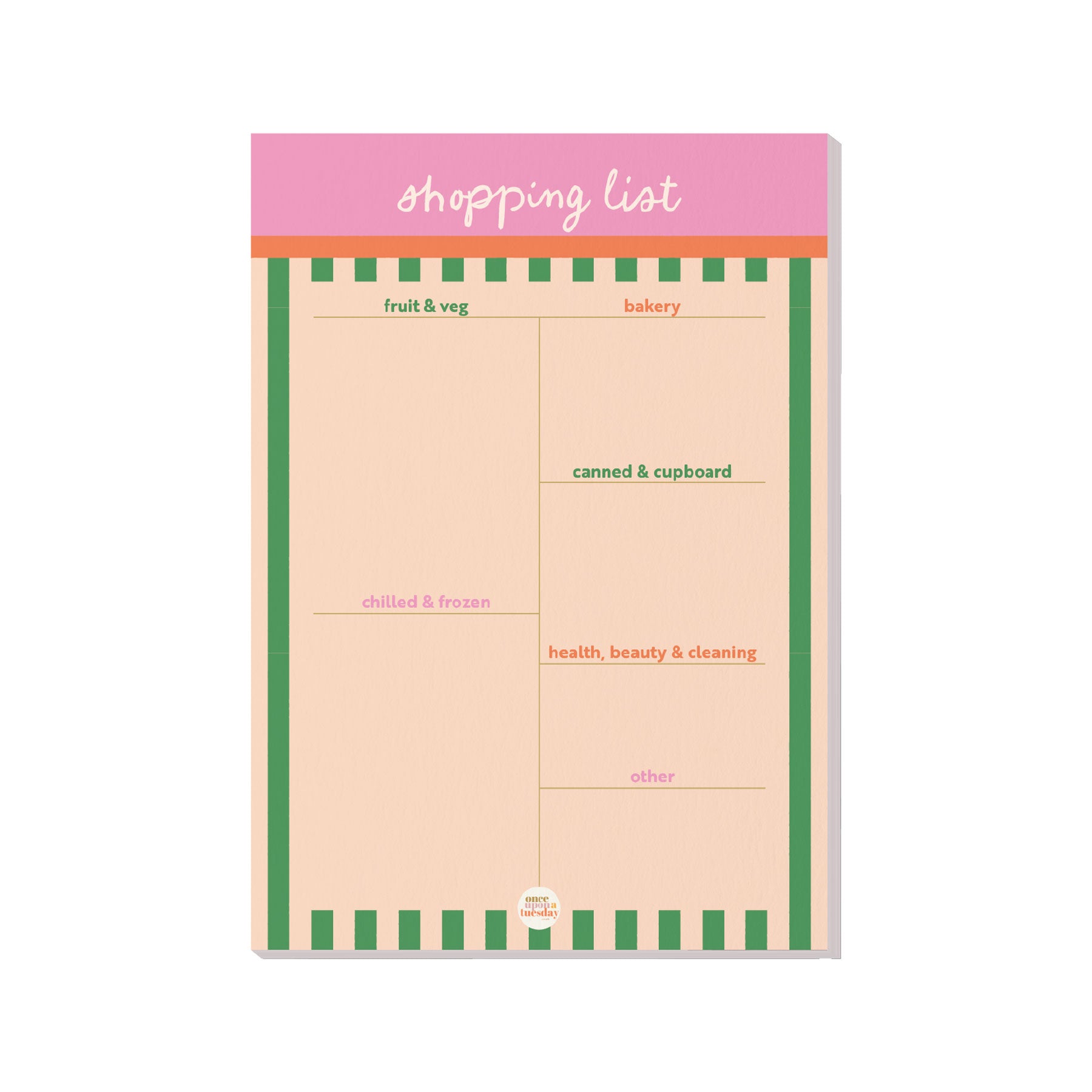 Cabana stripe A5 weekly shopping list pad