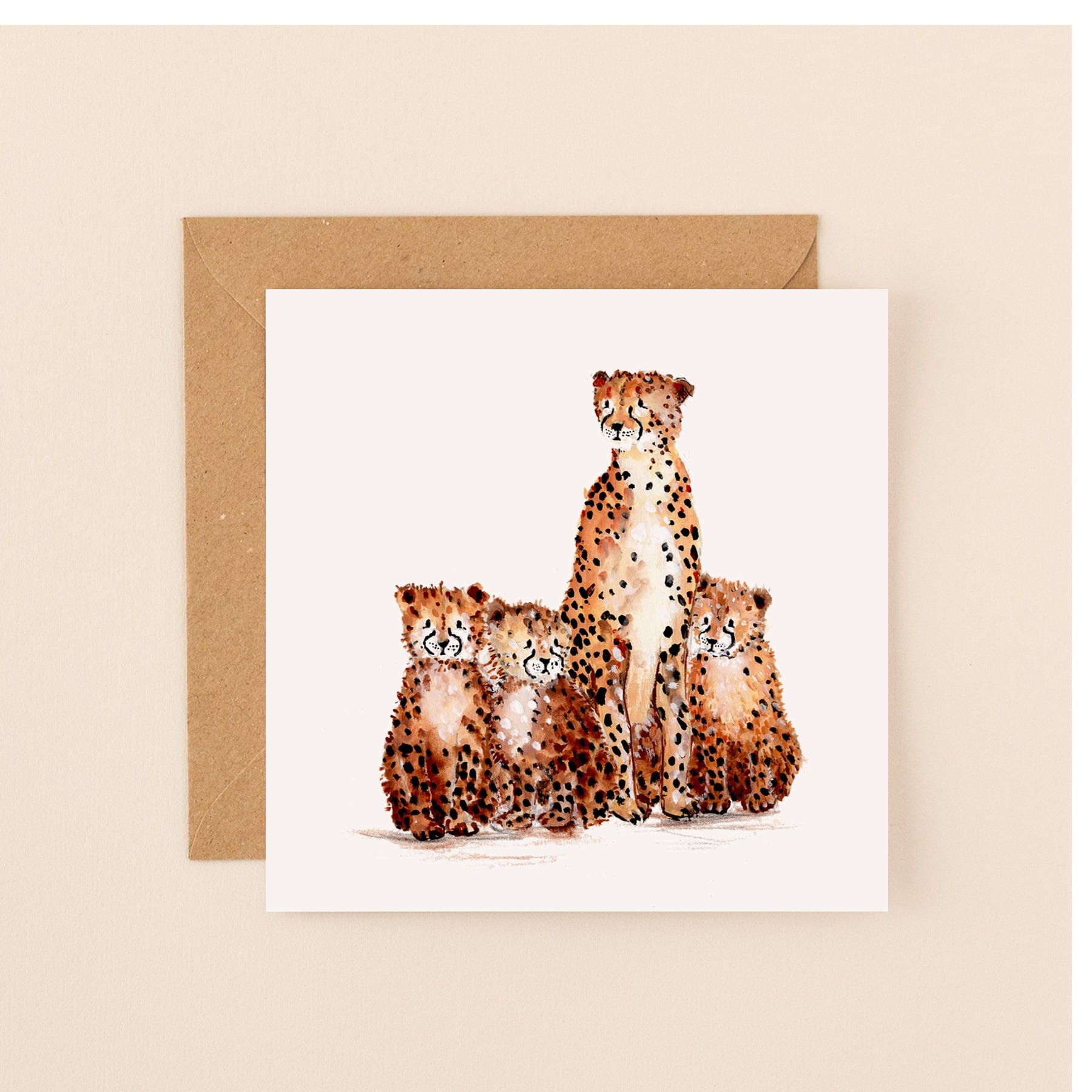 Cheetah family greetings card