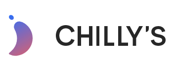 CHILLY'S logo with stylized droplet and colorful gradient in modern typography