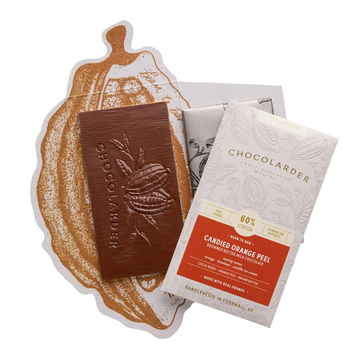 Candied orange peel 60% milk chocolate bar