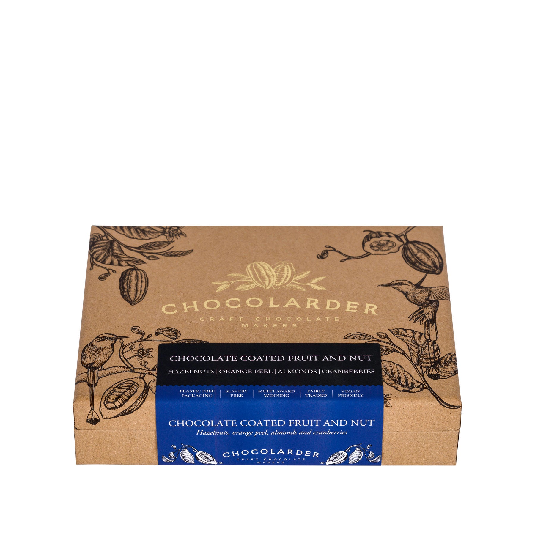 Chocolate coated fruit and nut box