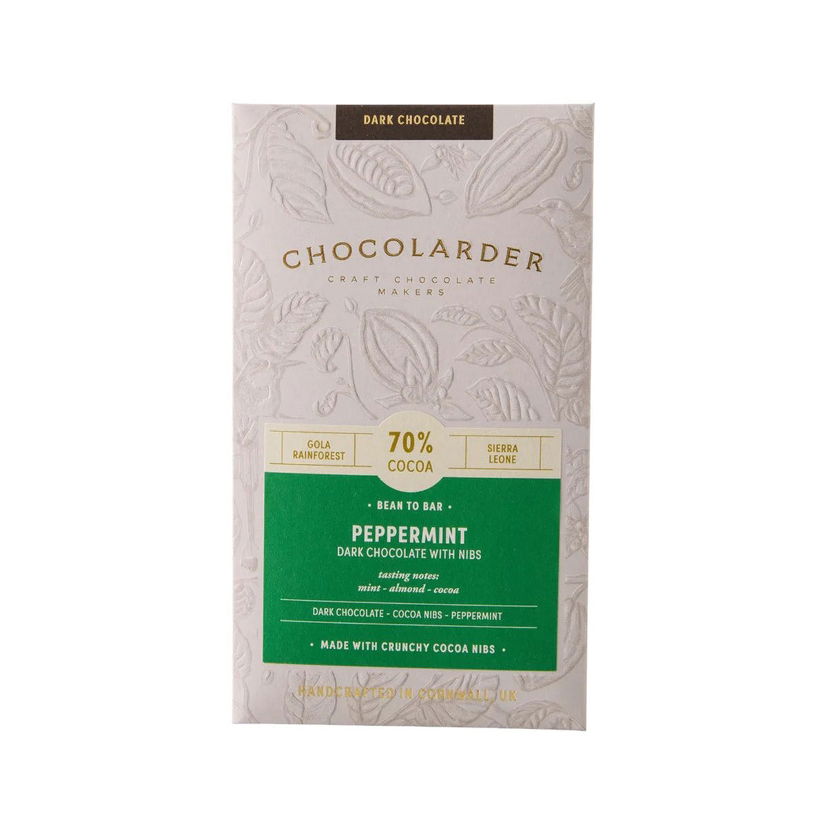 Peppermint 70% dark chocolate bar