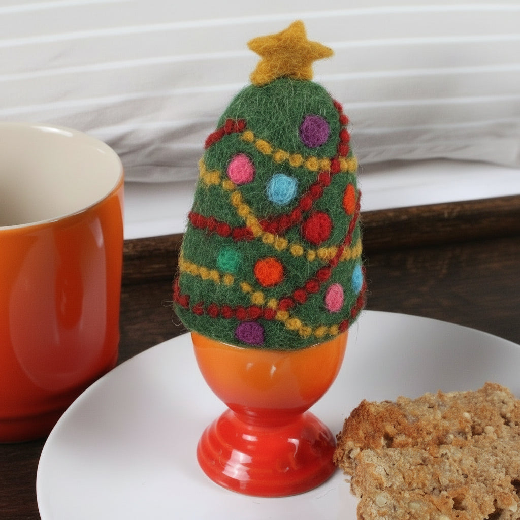 Christmas tree egg cosy