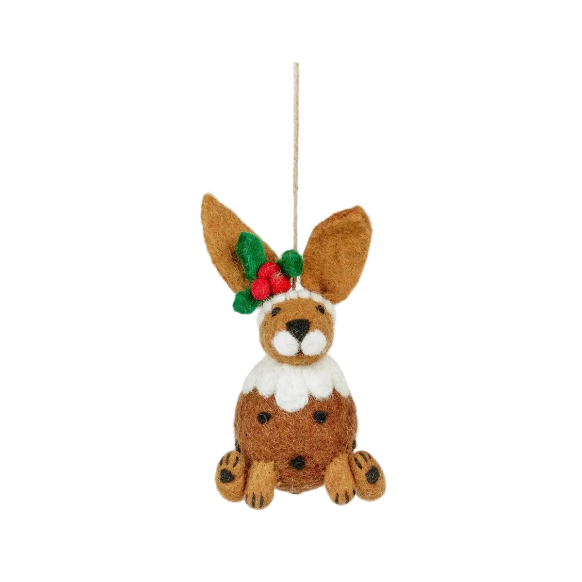 Christmas pudding hare hanging decoration