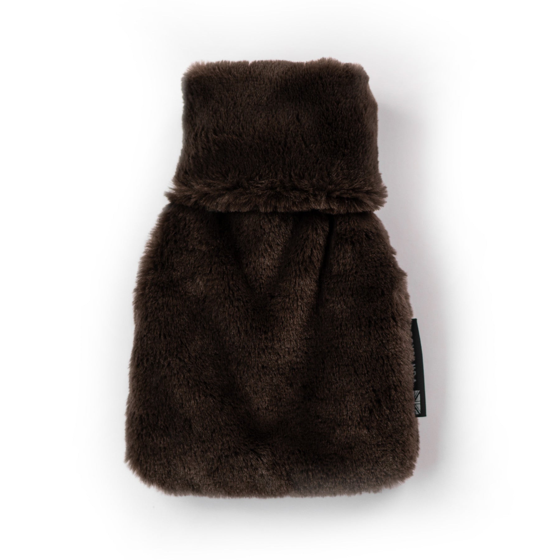 Mini dark chocolate faux fur hot water bottle