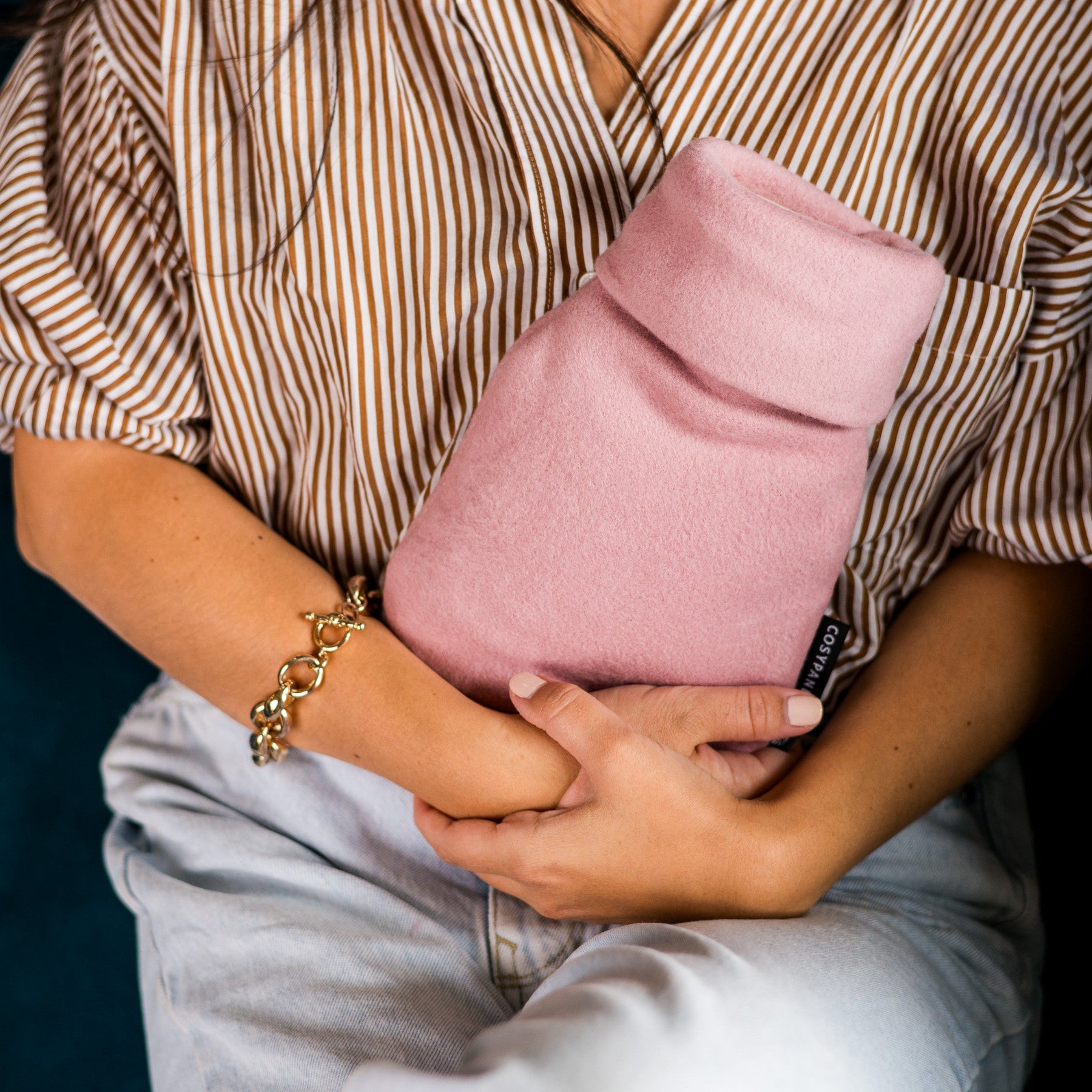 Mini pink organic cotton hot water bottle