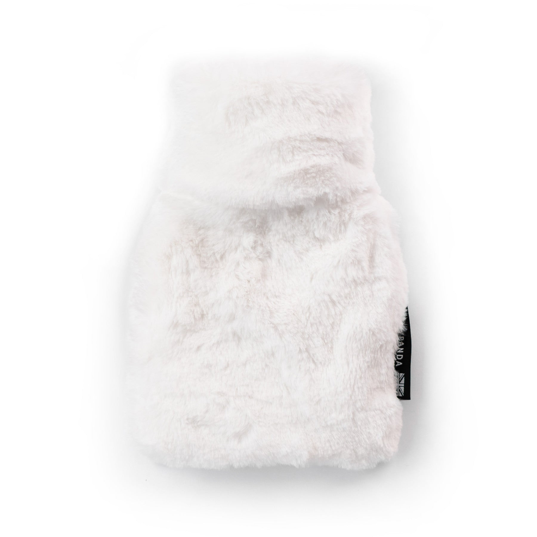 Mini silky soft white faux fur hot water bottle