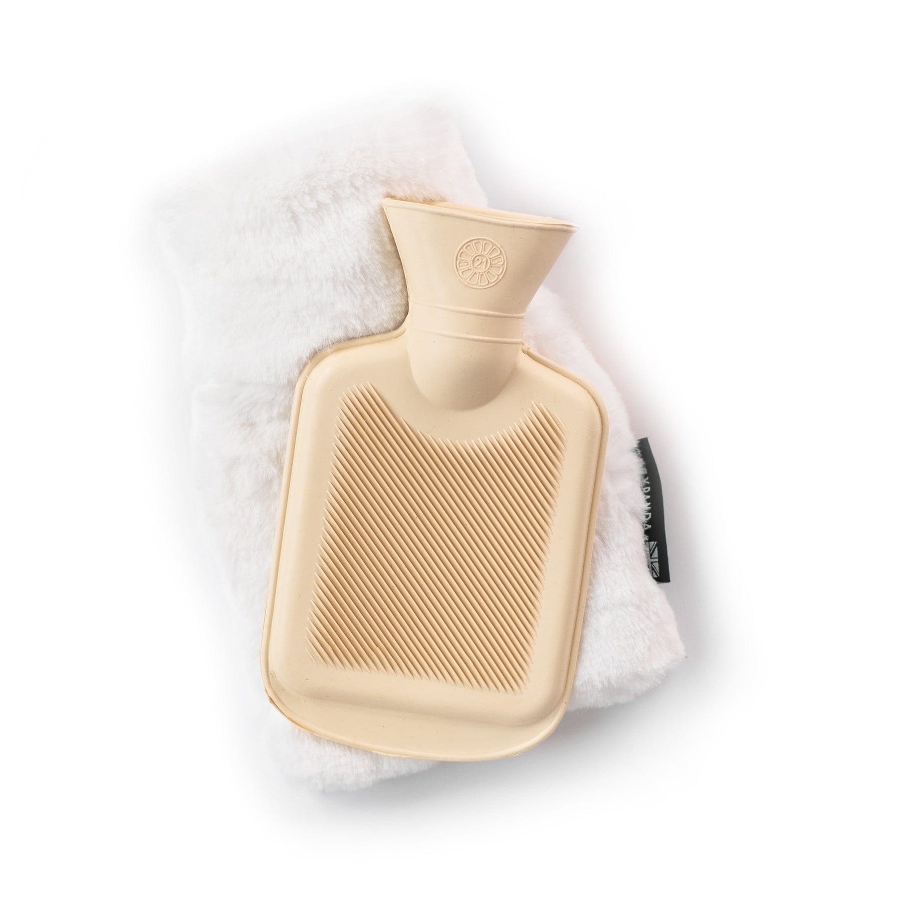 Mini silky soft white faux fur hot water bottle