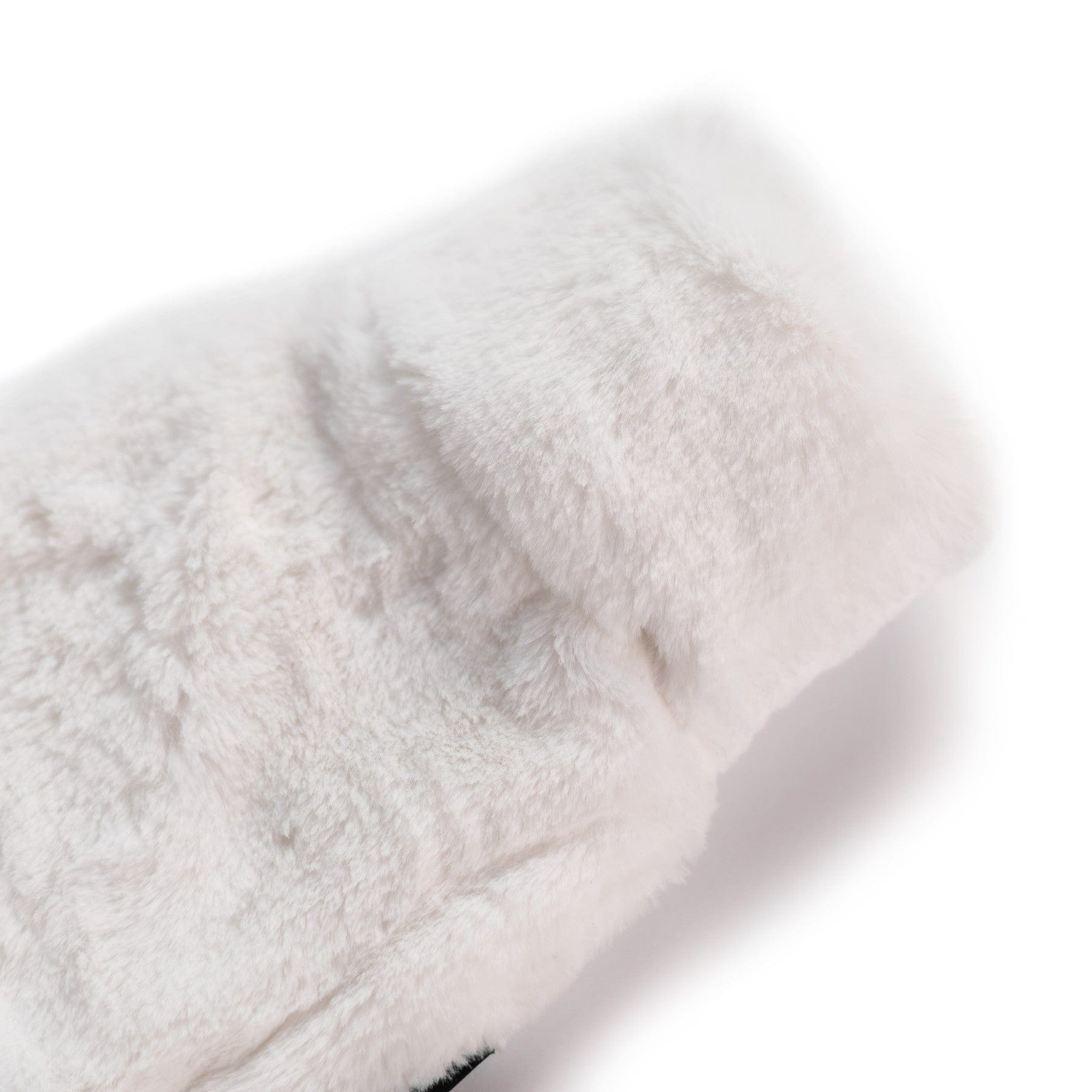 Mini silky soft white faux fur hot water bottle