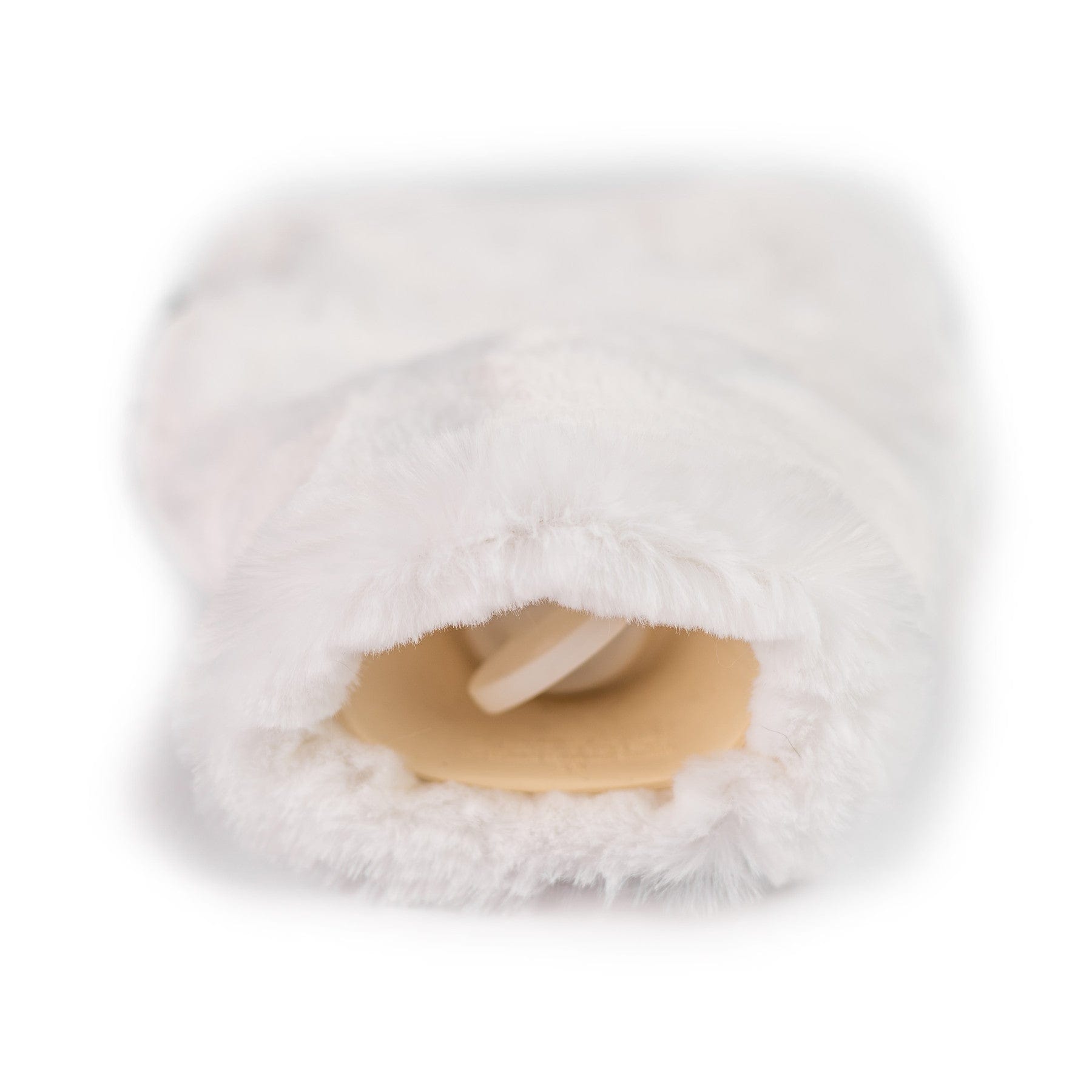 Mini silky soft white faux fur hot water bottle