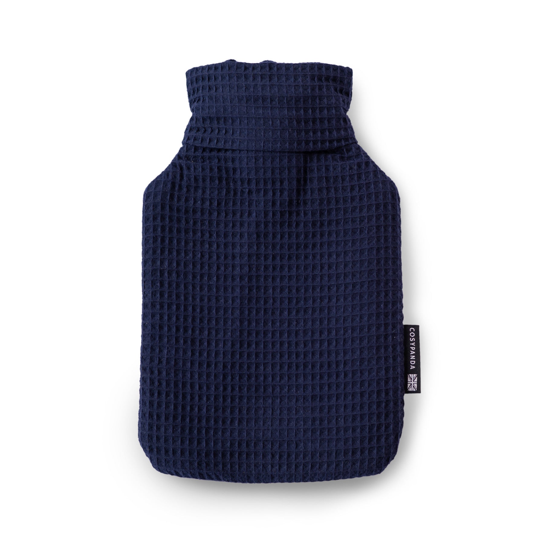 Navy blue luxurious waffle hot water bottle