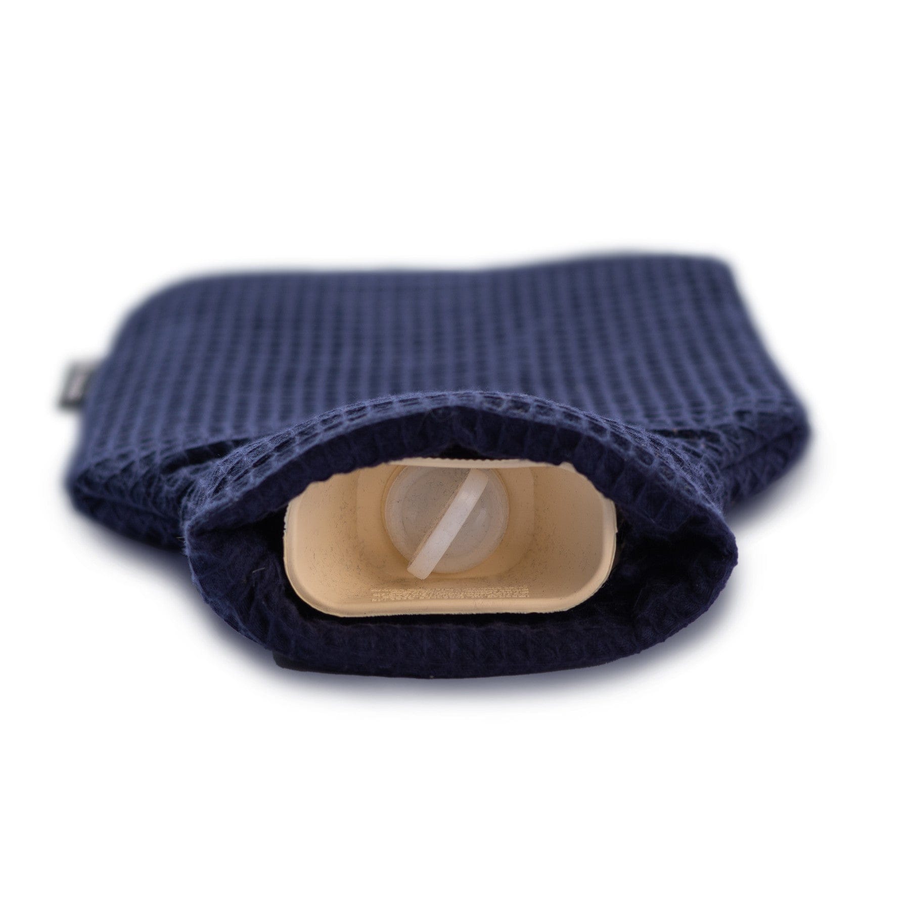 Navy blue luxurious waffle hot water bottle