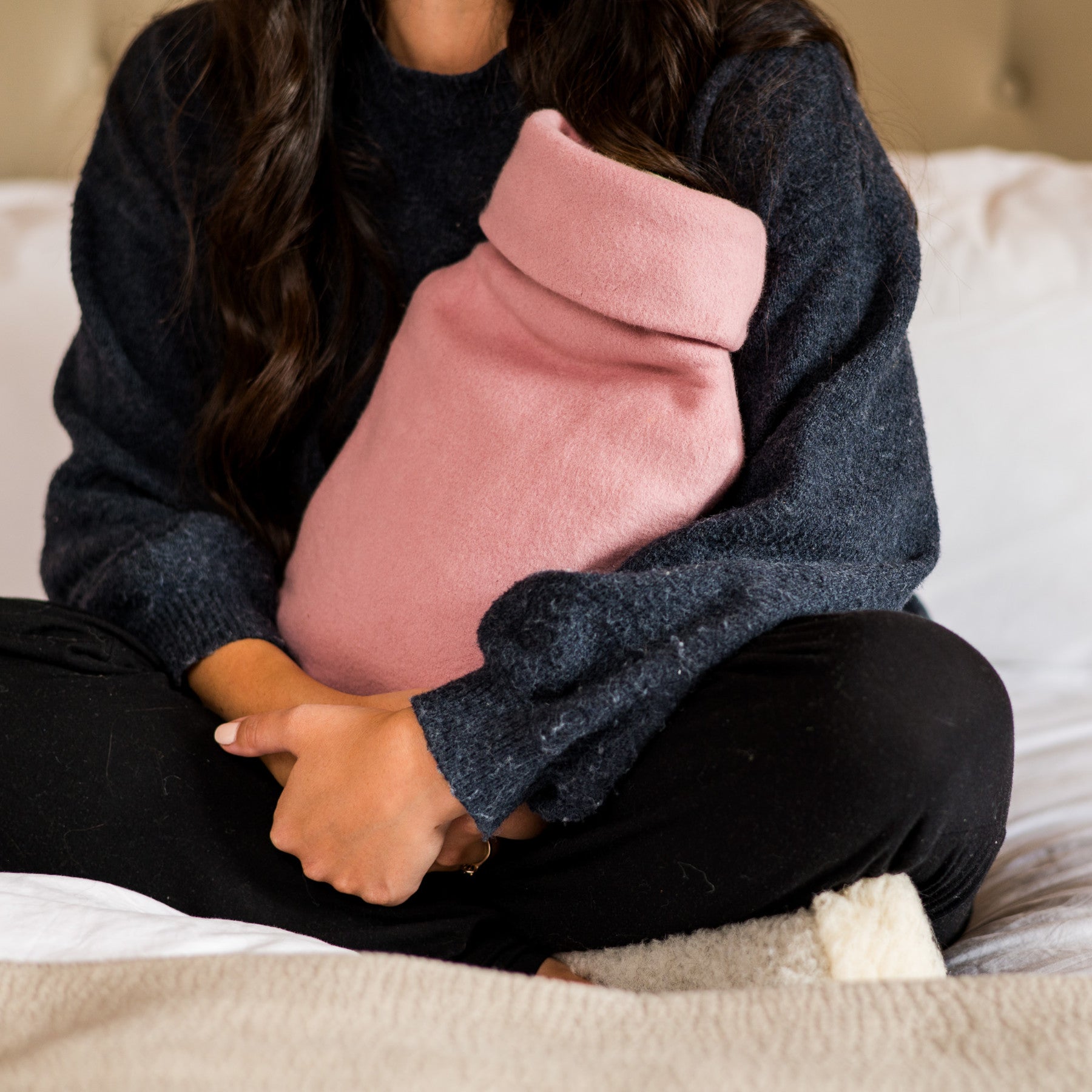 Pink organic cotton hot water bottle