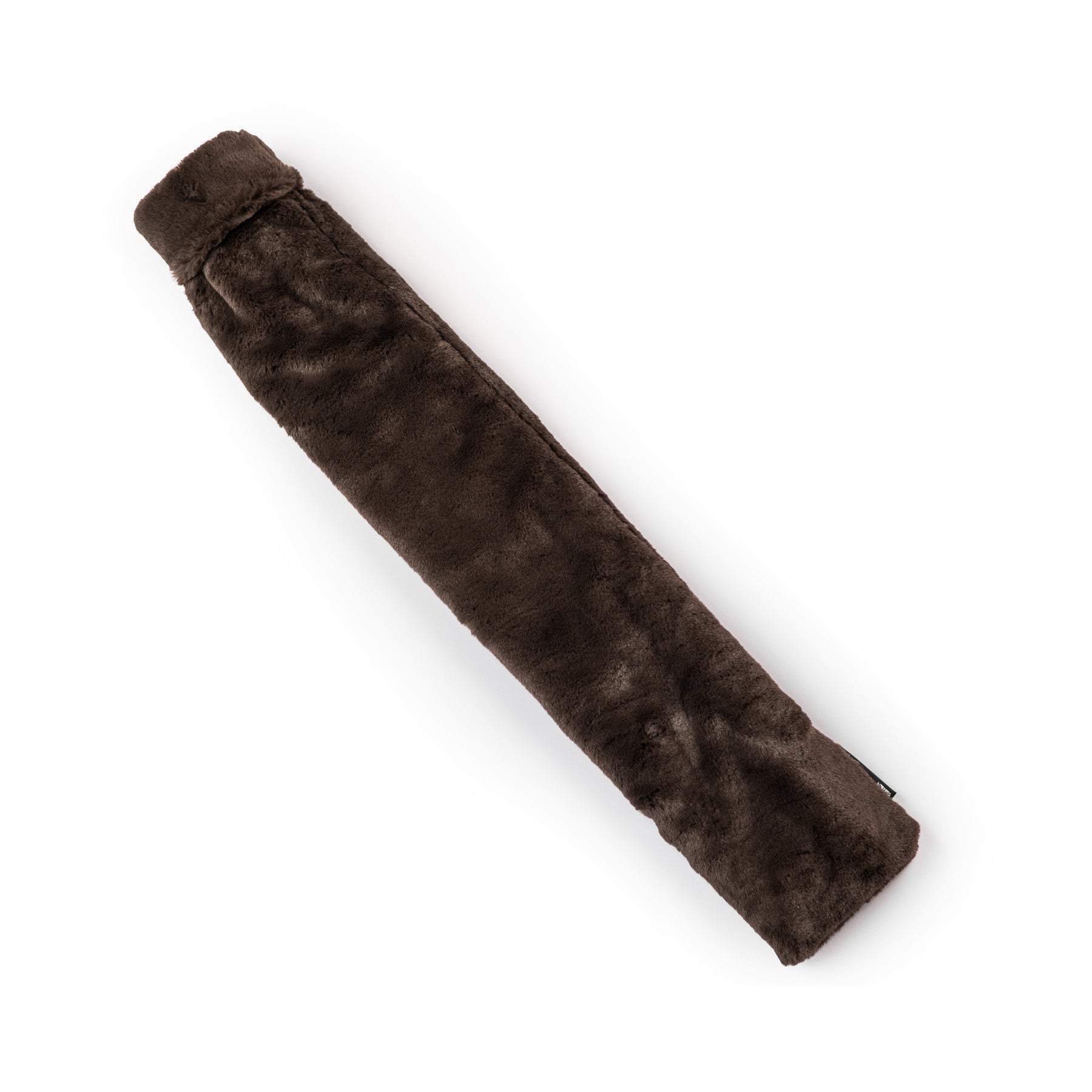 Long dark chocolate faux fur hot water bottle