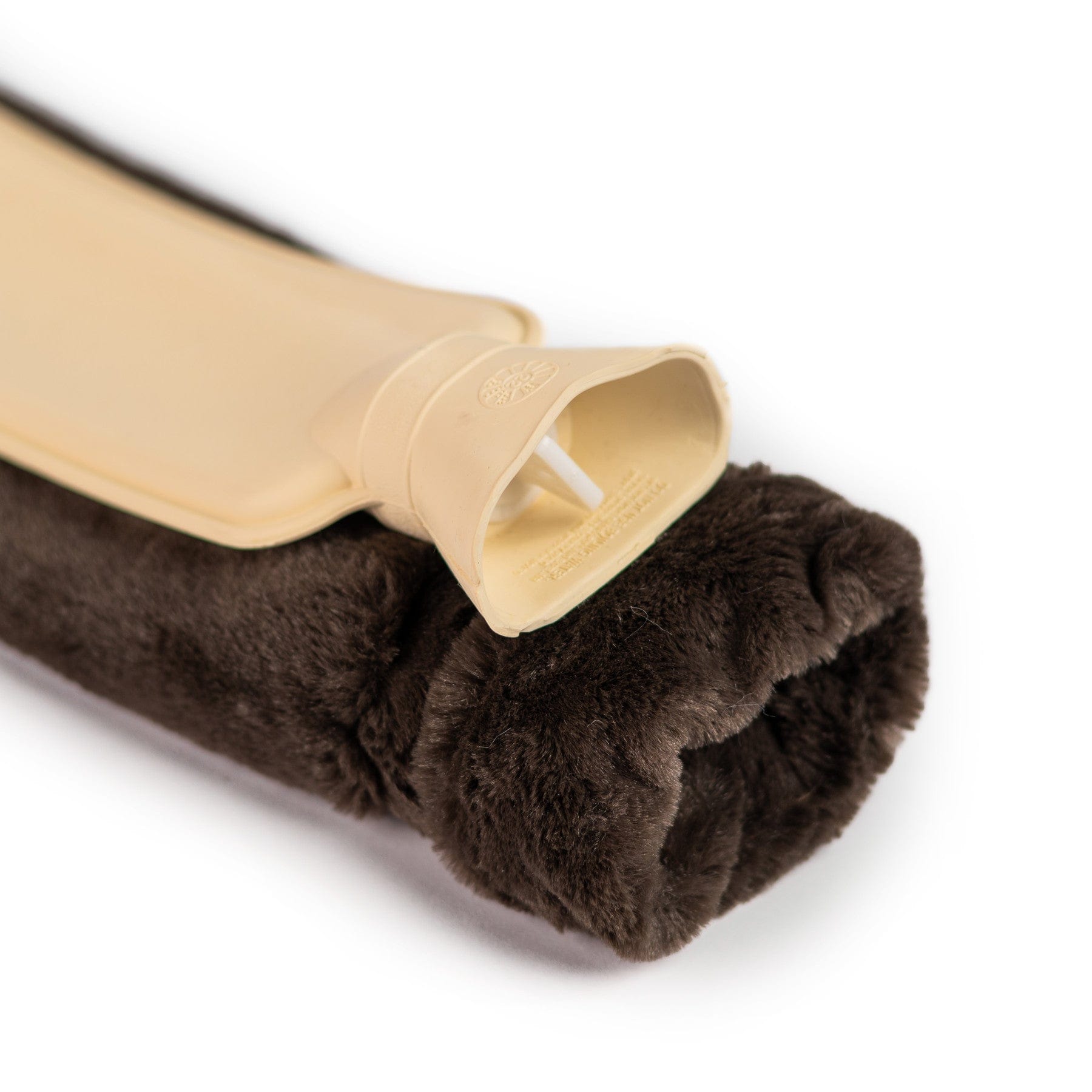 Long dark chocolate faux fur hot water bottle