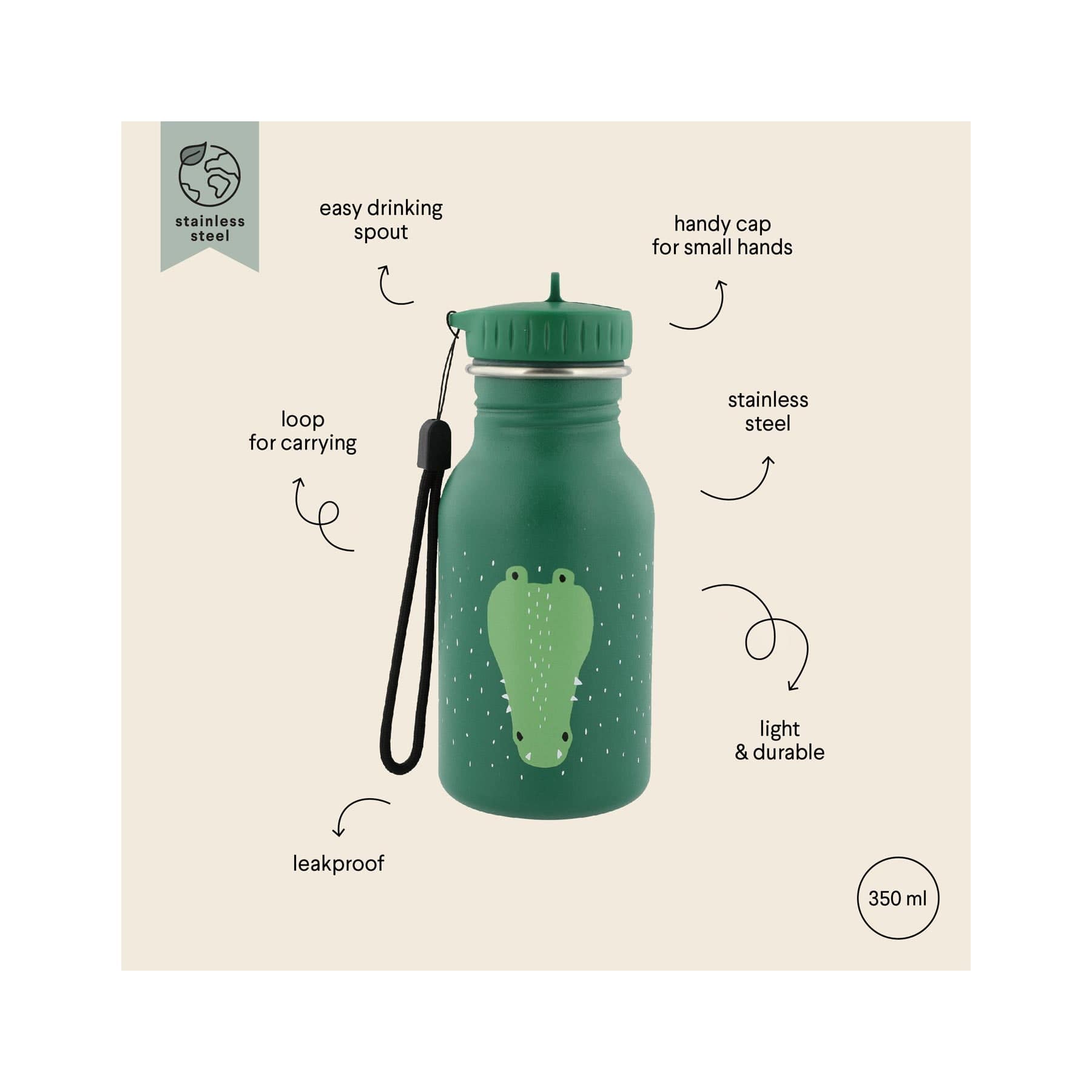 Crocodile drinking bottle 350ml