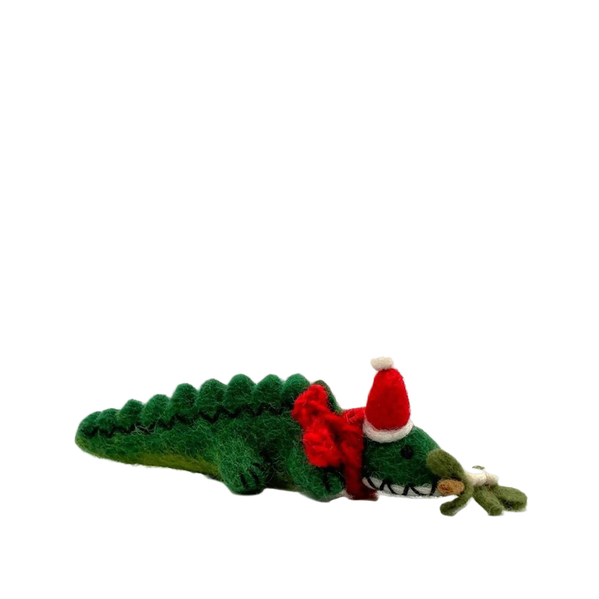 Crocodile with mistletoe sprig hanging decoration