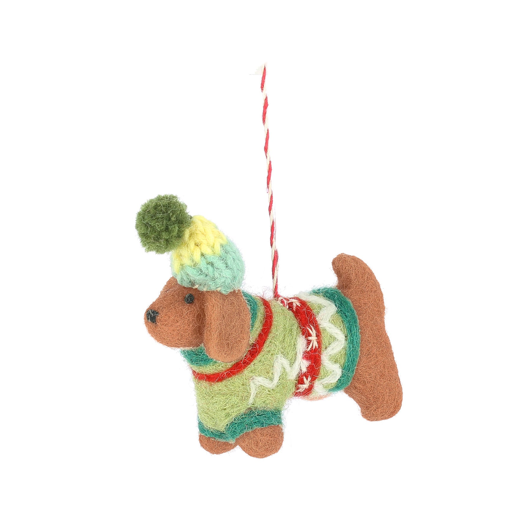 Dachshund with jumper hanging decoration