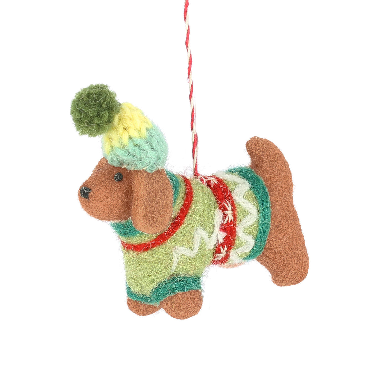 Dachshund with jumper hanging decoration