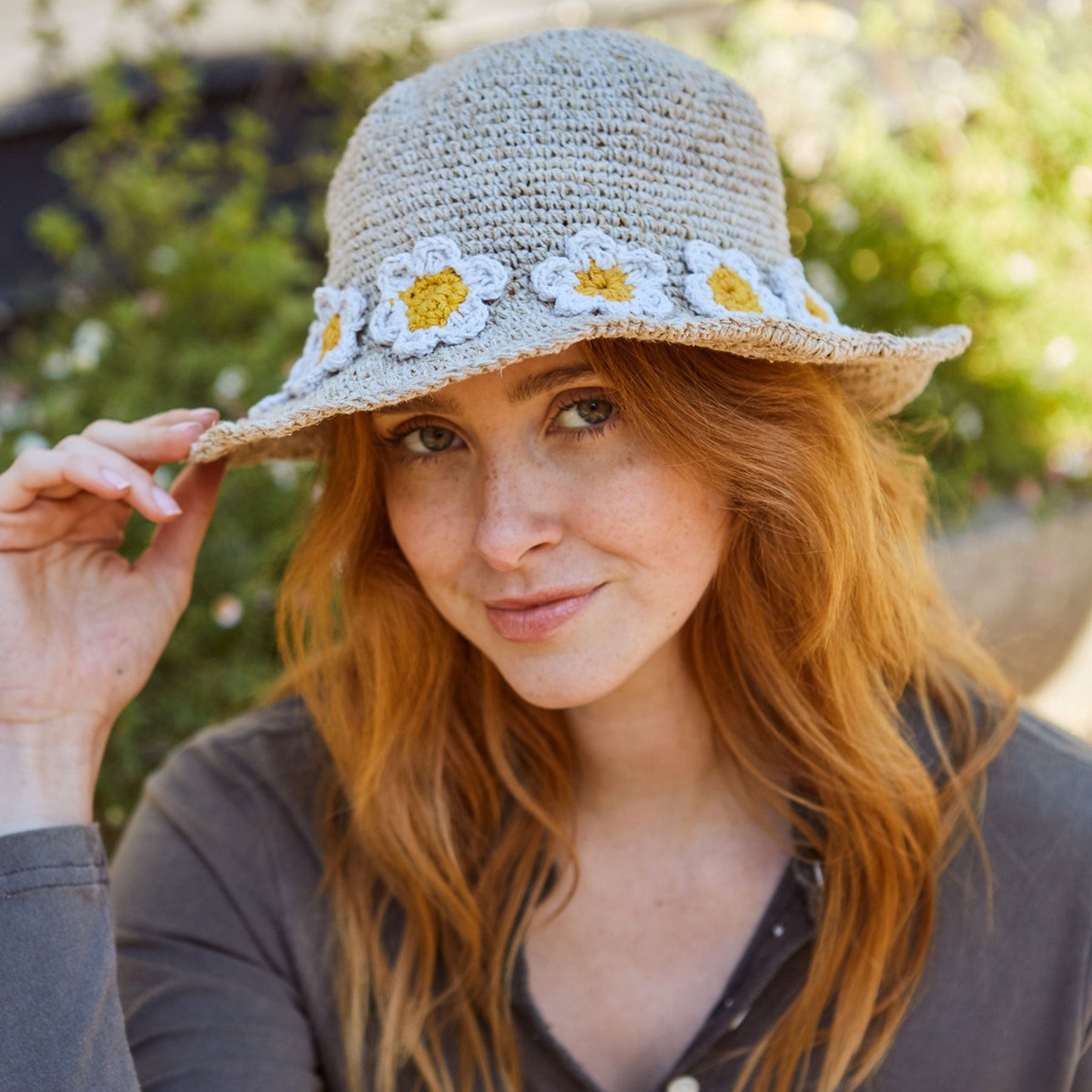 Daisy chain natural hemp & cotton sun hat