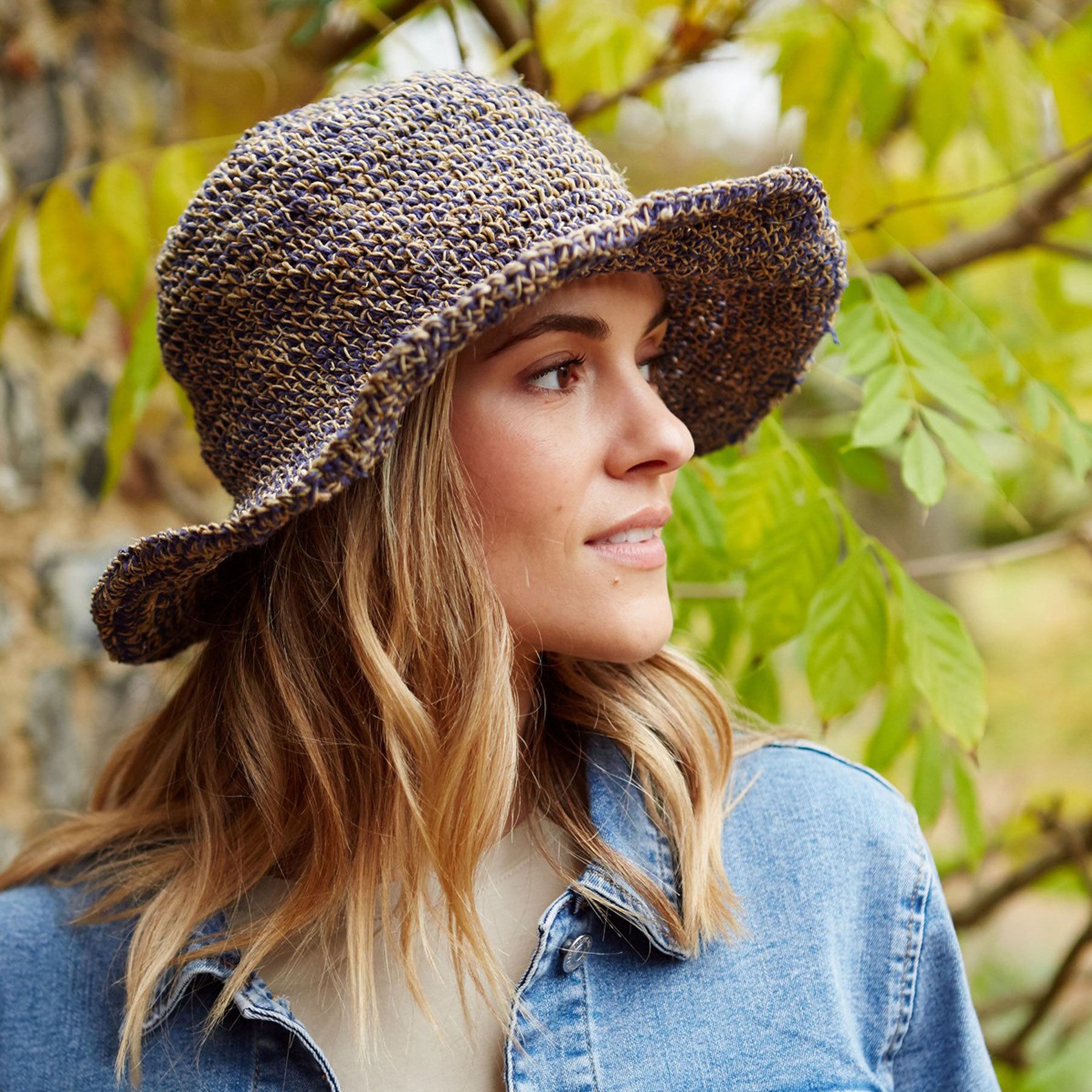 Denim hemp & cotton sun hat
