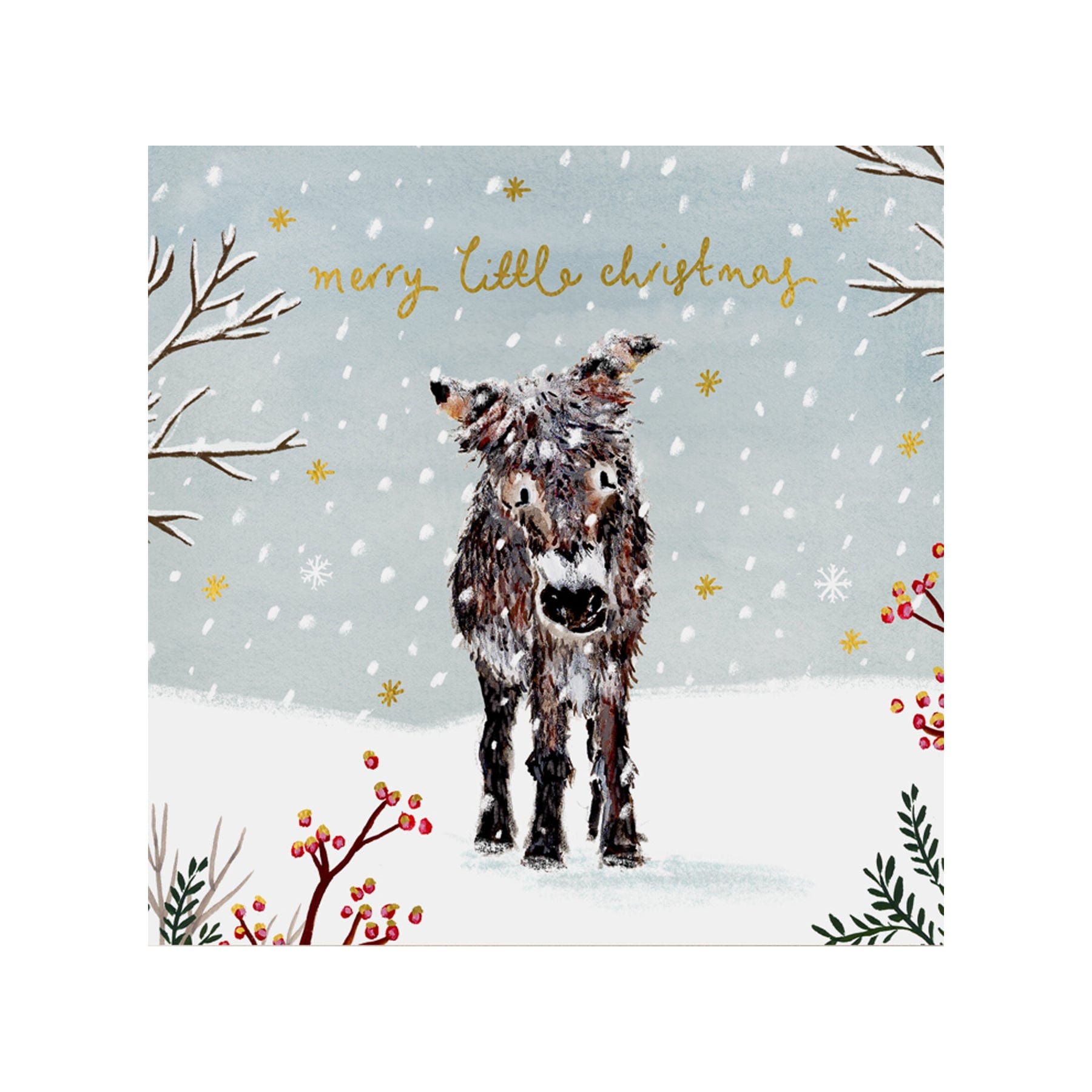 Donkey merry little Christmas Christmas card