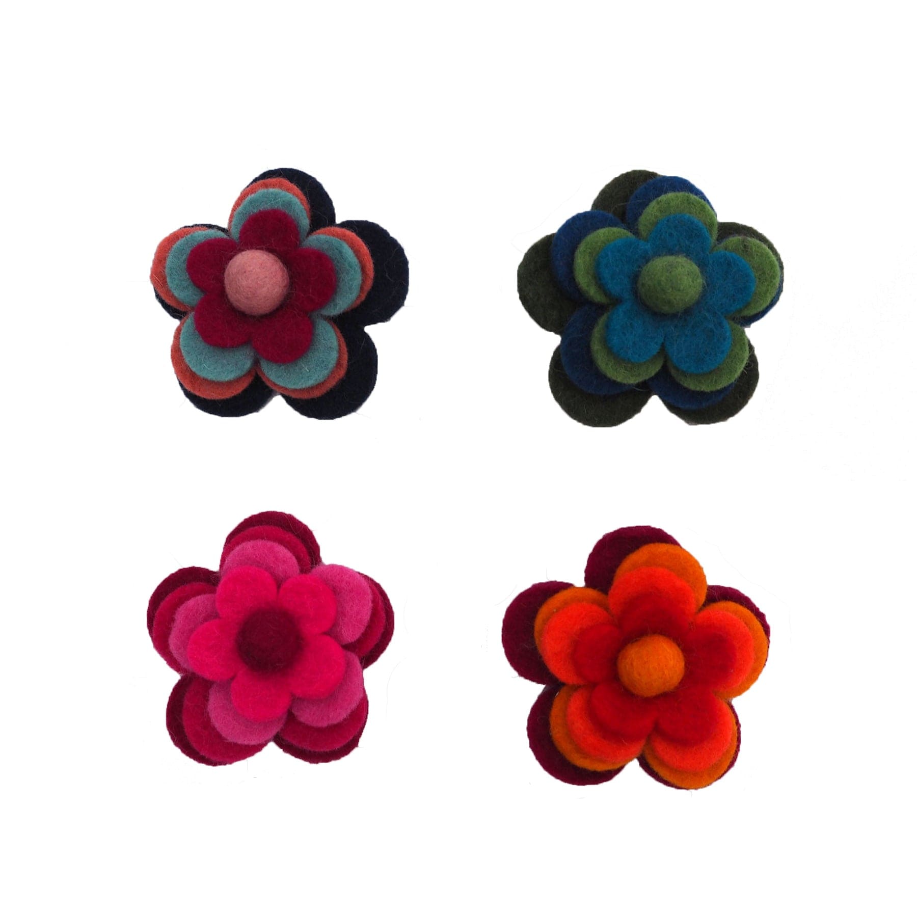 Felt 4 flower brooch (sold singly)