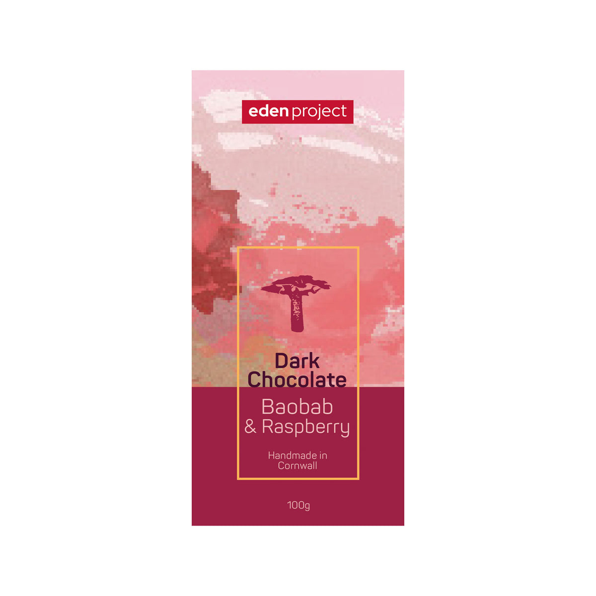 Dark chocolate with baobab & raspberry 100g