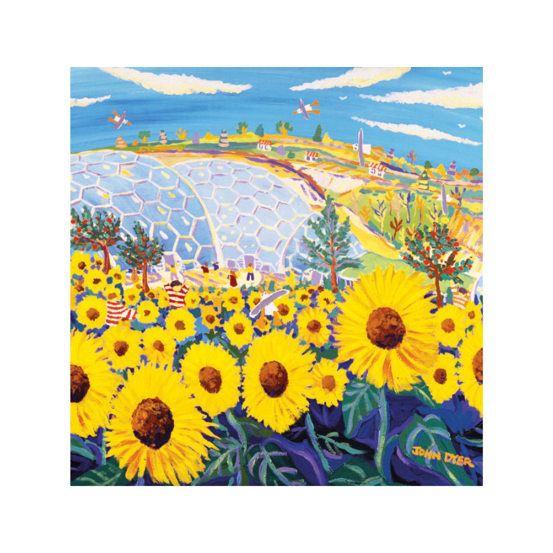 Happy sunny people & plants, Eden Project greetings card