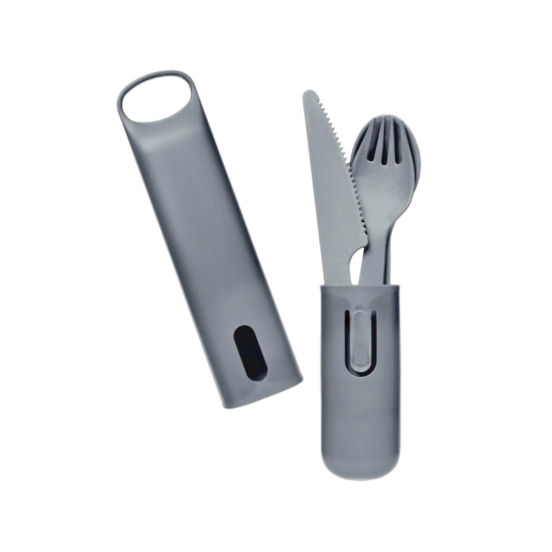 Cutlery set of 3 with case charcoal