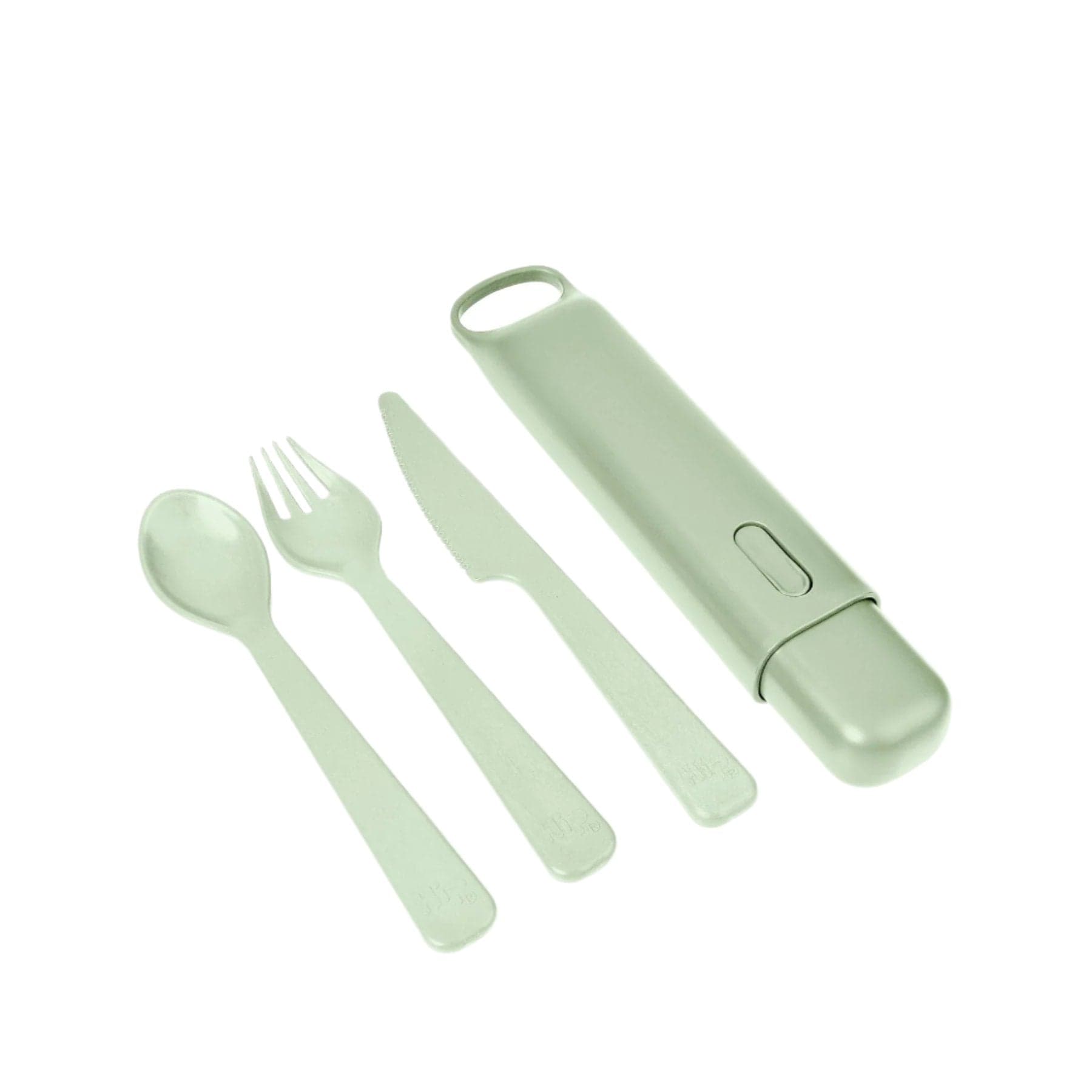 Cutlery set of 3 with case sage