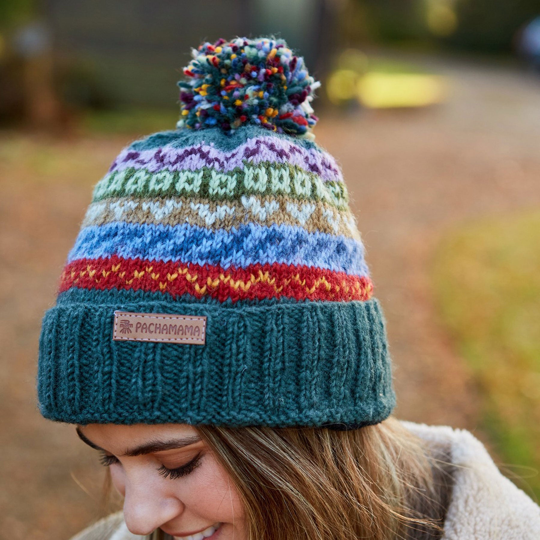 Womens elveden roll back bobble beanie