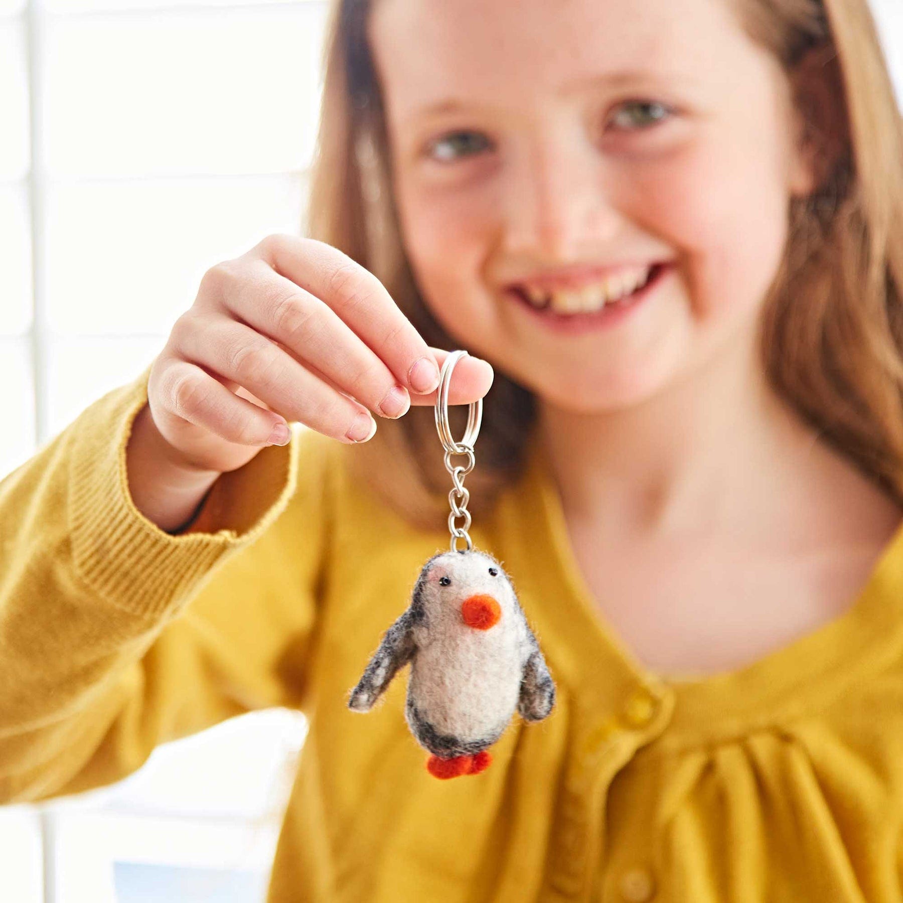 Felt penguin keyring