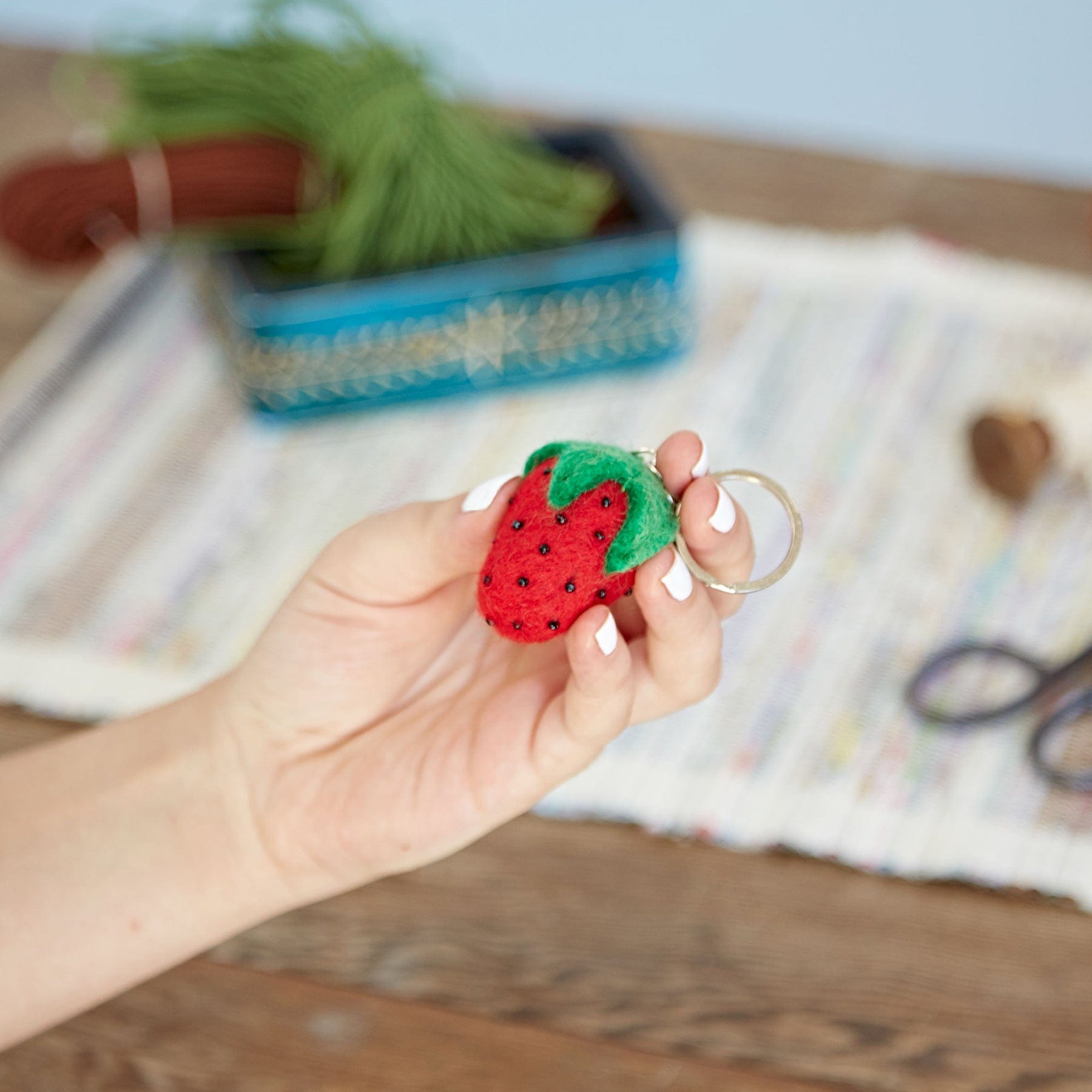 Felt strawberry keyring